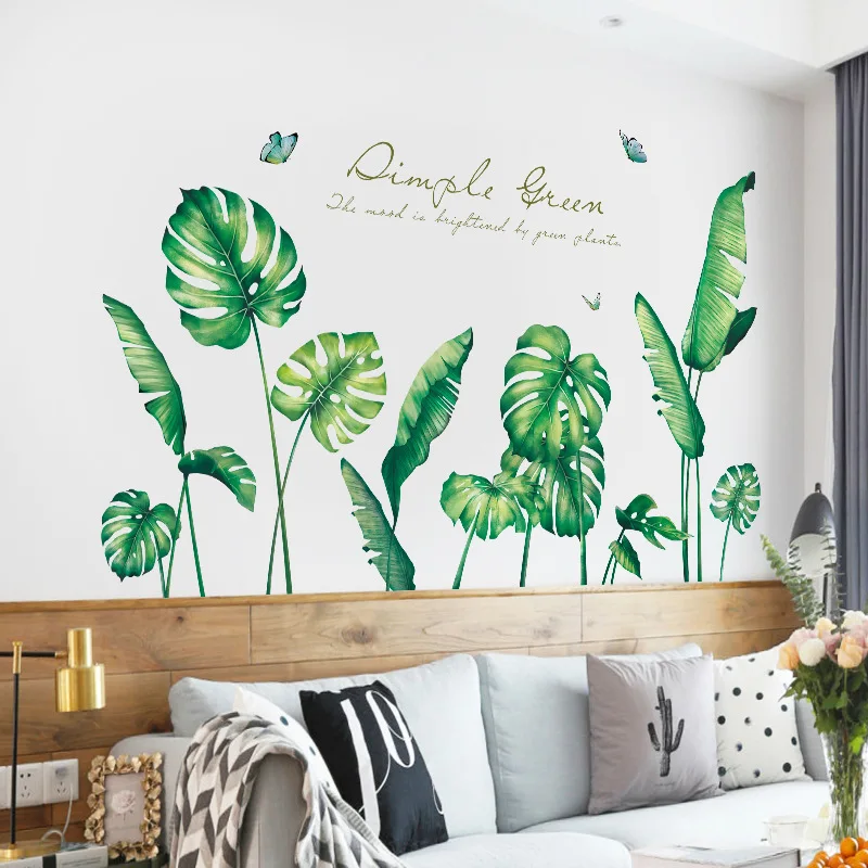 

Большой тропический банановый лист 183*106 см, обои, зеленые растения, настенные наклейки, домашний декор, съемные настенные наклейки из ПВХ