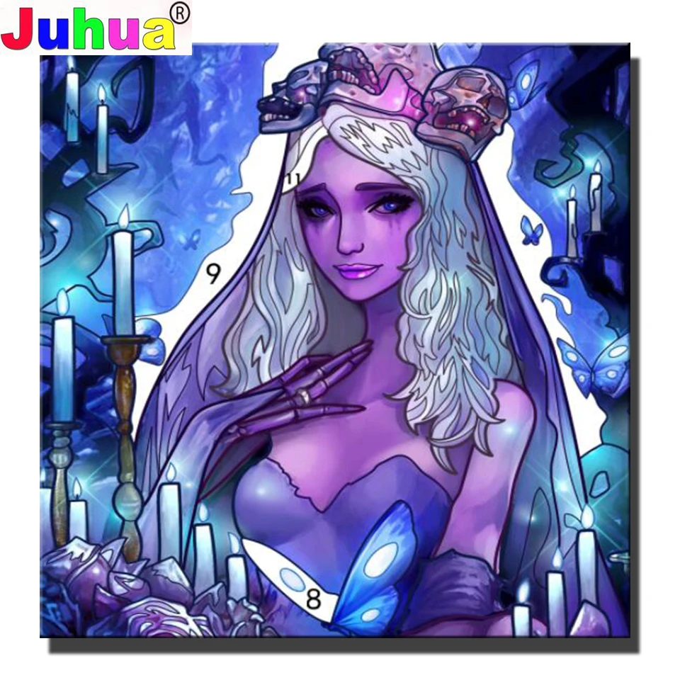 

Алмазная 5D Вышивка с узором «Девочка зомби», полноформатная Мозаика из смолы, картина для домашнего декора, Набор для вышивки крестиком «сд...