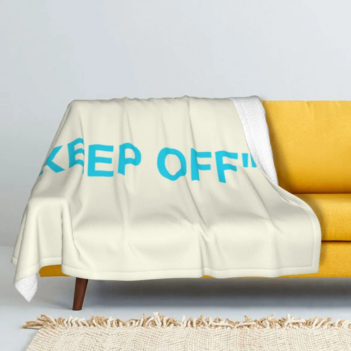 

"KEEP-OFF"-LOGO-CYAN Winter Thicken Double layer Wool woolen Blanket Coral fleece Throw blanket warmth bedclothes Sofa Child