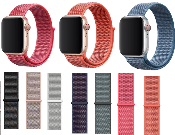 Новые Смарт Браслет ремешок для наручных часов Apple Watch, версии нейлон Series 5/4/3/2/1 Спортивный бесшовный 38 мм 42 мм 40 мм 44 мм
