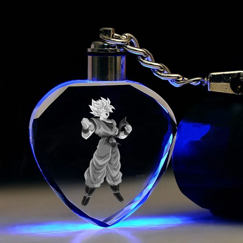 Аниме Dragon Ball брелок Сон Гоку Мастер Роши Тянь Шинхан куририн Вегета в форме сердца кристалл брелок милый забавный мультфильм - Цвет: 17