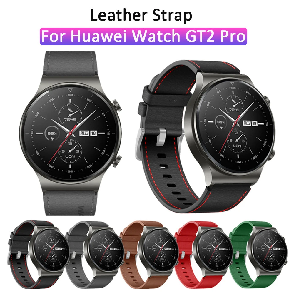 22mm Leather Band For HUAWEI Watch GT 2 Pro GT2 2e Smart Watch Band Replacement Bracelet Strap Accessories