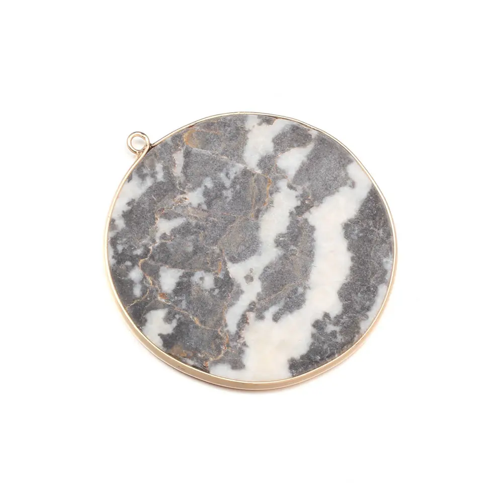 

Good Quality Natural Stone Pendants Round Semi-precious Stone Necklace Pendant for Jewelry Making Size 52x55mm