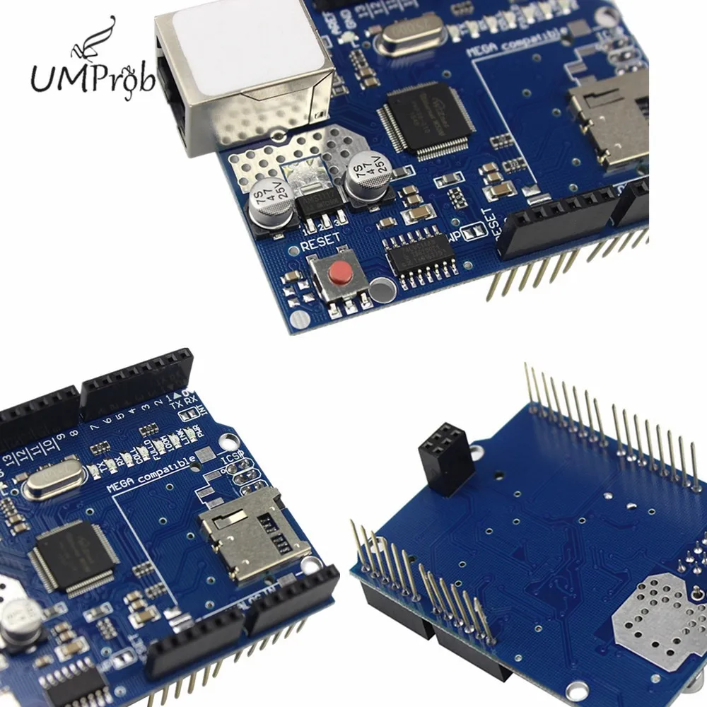 Щит Ethernet W5100 Для arduino Mega 2560 UNO R3 макетная плата|Интегральные схемы| |