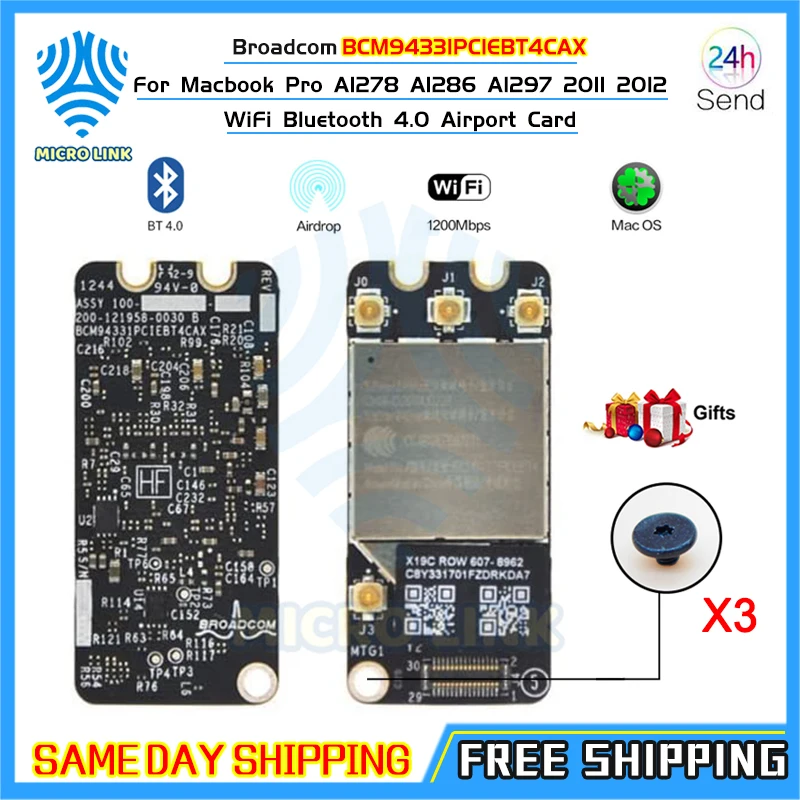 Bluetooth 4 0 Wi Fi карта для Macbook Pro A1278 A1286 2011 2012 год BCM94331PCIEBT4CAX|wifi card|airport cardwifi bluetooth card |