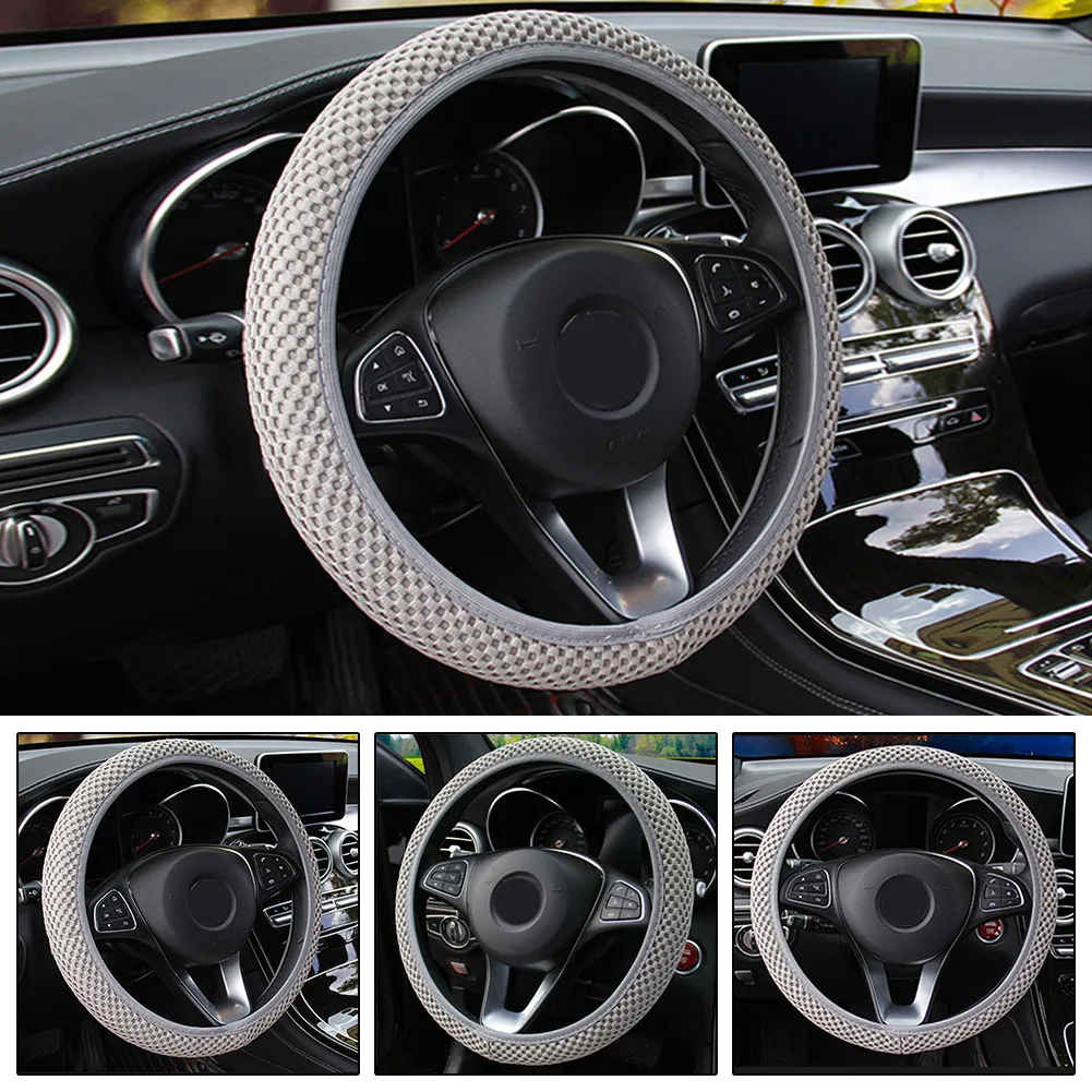 

1 Pc Steering Wheel Cover Anti Slip Vehicle Breathable Fabric Fish Net