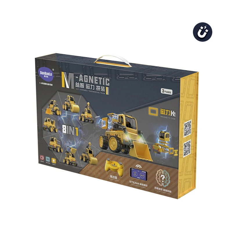 

2021 NEW 8 in 1 RC Car Building Blocks Dual Remote Control Magnetic Blocks Assembly Magnetic Construction Set Toys for Children
