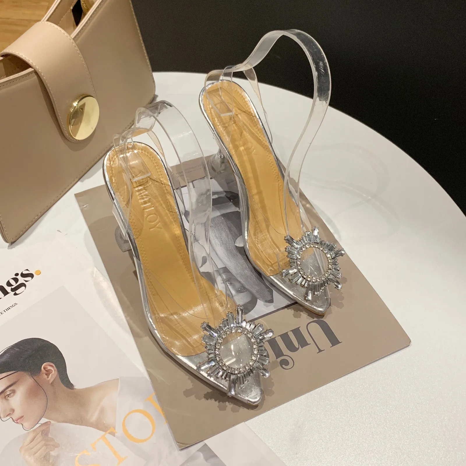 

Women Crystal Sandals Summer Shoes PVC Transparent Sandals Women Elegant High Heels Bling Woman Sexy Ladies Party Dress Shoes 42