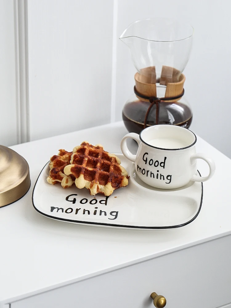 Japanese Breakfast Tableware Set Creative Household Ceramic Bowl Plate Compartment Tray Milk Oatmeal Cup | Дом и сад