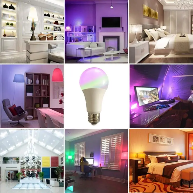

Wifi Smart LED Light Bulb RGB Dimmable App Remote Control For Alexa Google Home 10W RGB E27/B22/E26/E14/G10 LED Light Bulb