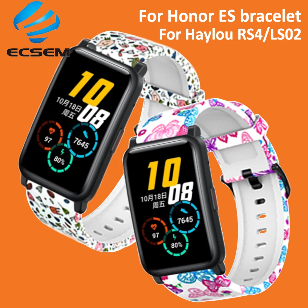 

Цветной силиконовый ремешок для наручных часов honor ES, ремешок для часов haylou RS4 LS02, аксессуары для часов, ремешок для замены, мягкий ремешок