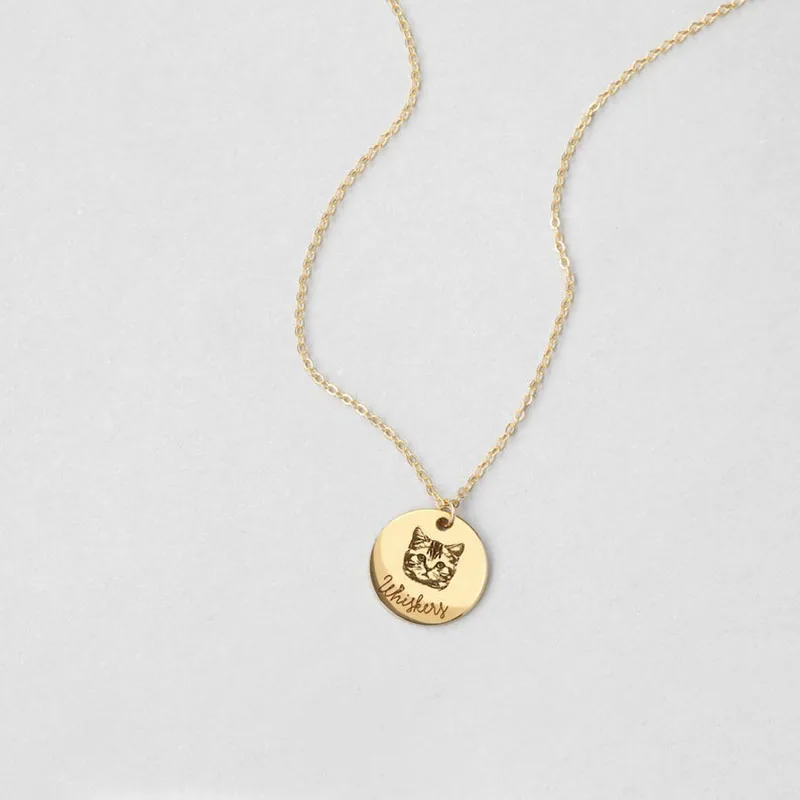 

Personalized Pet Portrait Name Custom Dog Commemorative Engraving Tag Necklace Customized Gift For Mother