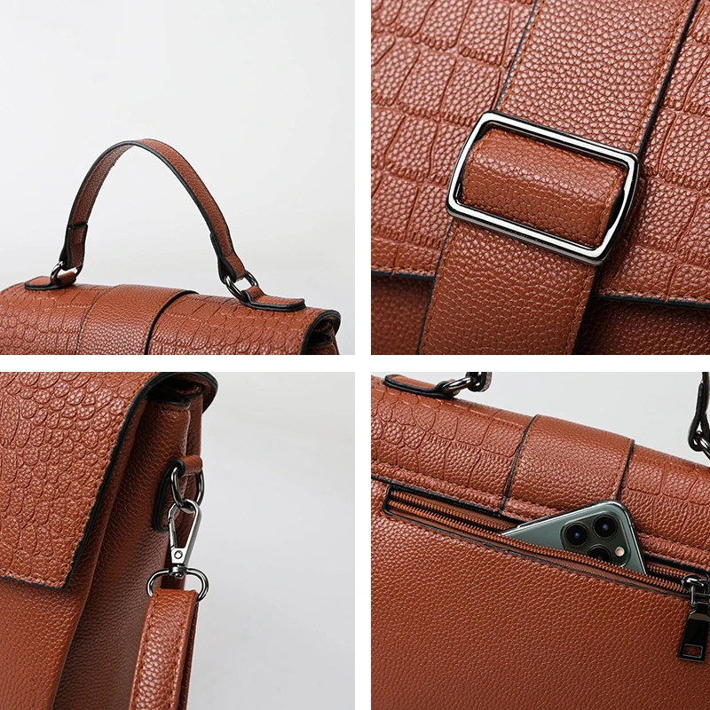 

2021 Women Fashion PU Leather Shoulder Small Flap Crossbody Handbags Top Handle Tote Messenger Bags