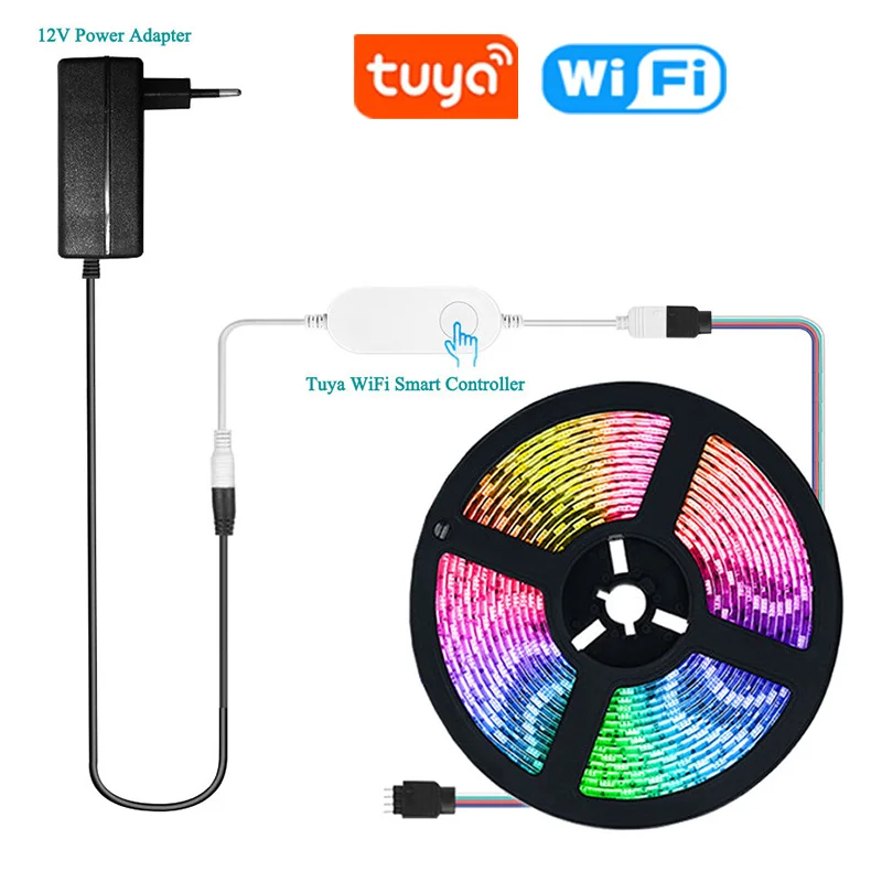 Светодиодная лента 12 В с умным контроллером Tuya Wifi умная RGB 5 м 60 светодиодов/м для