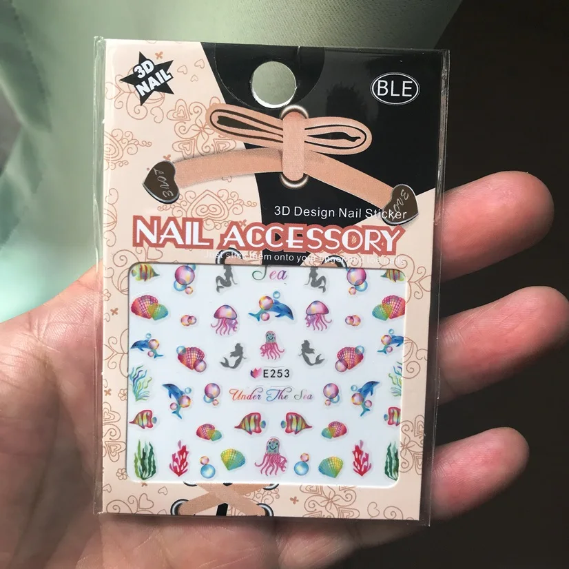 3D наклейки для ногтей все украшения слайдеры морская клоун рыба медуза клейкие
