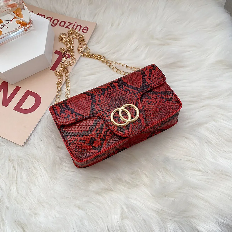

Womens Handbags 2021 New Single Shoulder Cross Snake Chain Fashion Trend Small Square Bag Purses