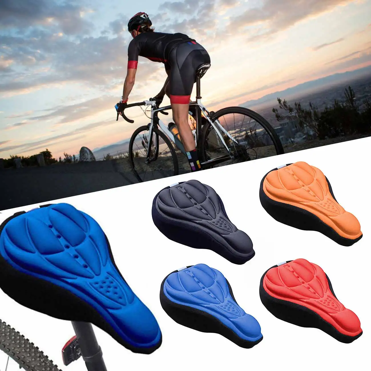 

Bicycle Saddle MTB Mountain Bike Cycling Thickened Extra Comfort Soft Silicone Gel Pad Cushion Bicycle Seat Pad Accessories