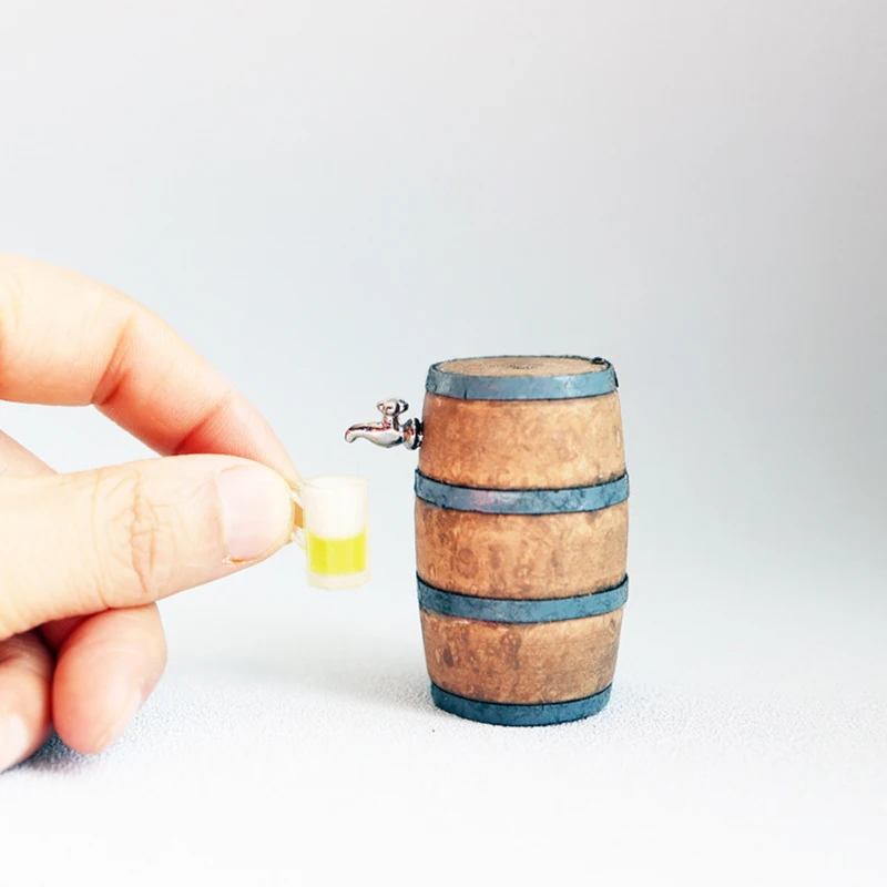 

1 Set 1:12 Miniature Wine Bucket + Cups Mini Drink for Blyth Barbies OB11 BJD Dollhouse Toys Accessories Kitchen Play