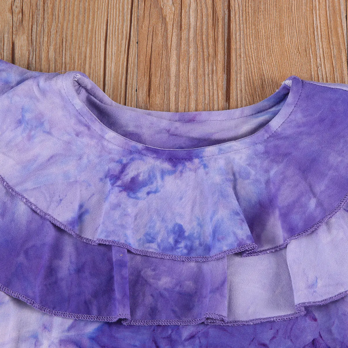 

Baby Girls Tie-Dyed Jumpsuit Toddler Princess Collar long sleeve Romper autumn casual Newborn Ruffled Crew Neck Clothes