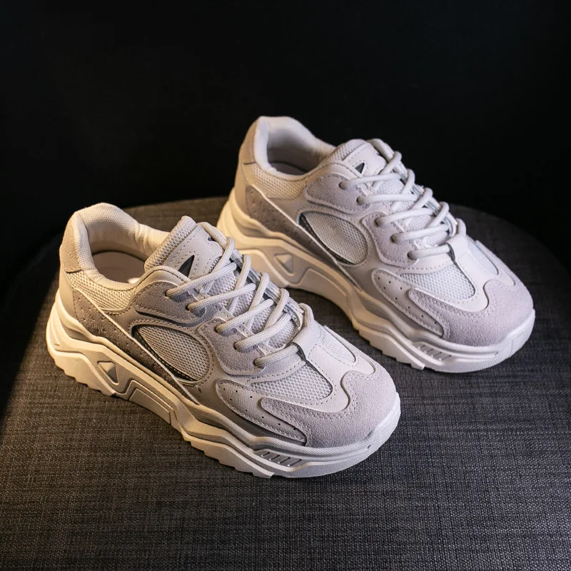 

White Women's Shoes Ladies New Lace-up Sneakers Lace-up Solid Color Casual Fashion Dad Shoes Platform Sneakers Shoes Women