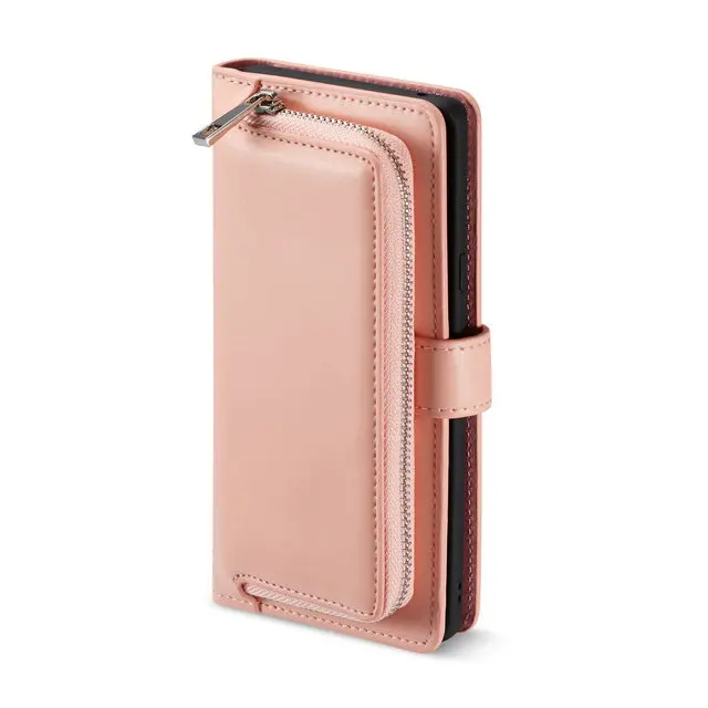 Pink case Роскошный деловой чехол Etui для samsung Note 9, чехол на молнии с откидной крышкой для samsung Galaxy Note 9 Note9, чехол-кошелек Note 10 Plus - Цвет: Pink case