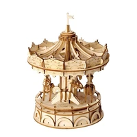 3d wooden carousel jigsaw toy building diy handmade puzzle model desk ornaments decoration kids gift supplies