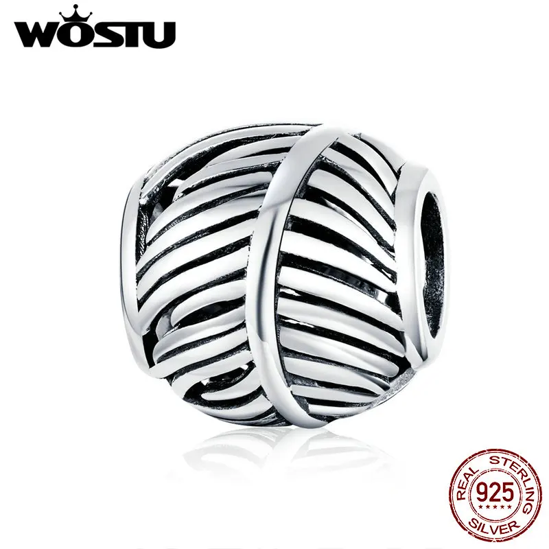 Простые бусины WOSTU 925 пробы серебро винтажные Подвески с перьями браслеты