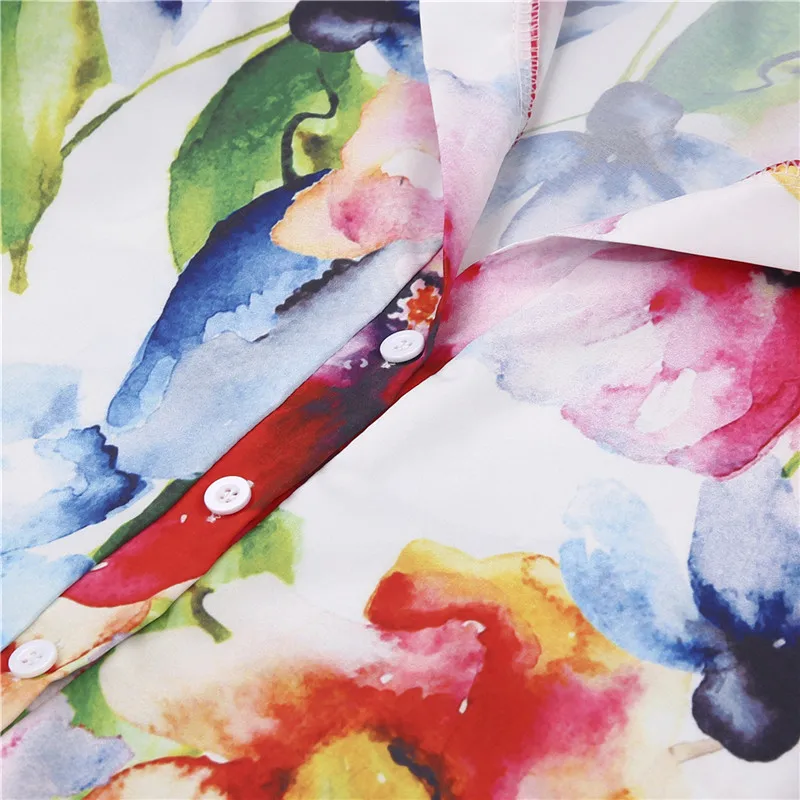 Летняя женская модная рубашка с цветочным принтом блузка рукавом 3/4 V образным