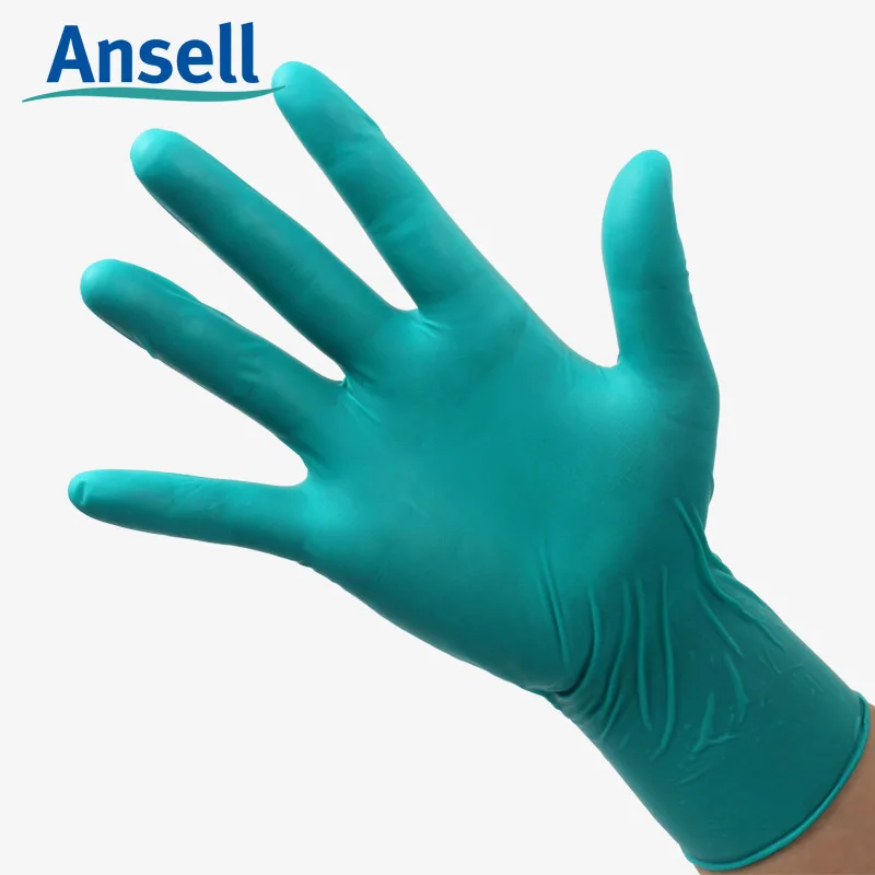 Ansell одноразовый Нитриловый рабочие перчатки 100 шт гипоаллергенные толстые износостойкие маслостойкие Нескользящие защитные чистящие перчатки
