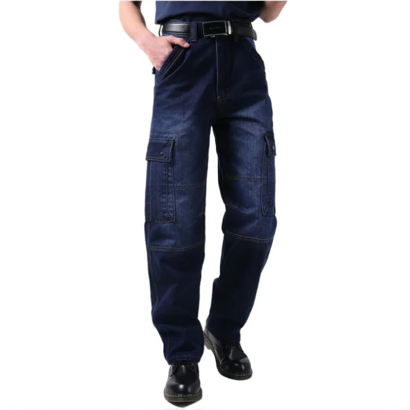 Men Jeans Fashion Loose Big Pockets Hip-Hop Skateboard Jeans Casual Men Denim Pants Design Brand Joggers Jeans