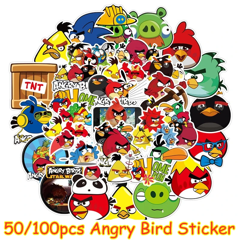 50/100 шт Angry Bird наклейки для рисования ПВХ водонепроницаемый ноутбука скейтборд