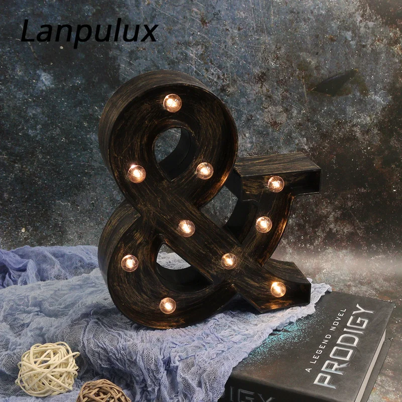 Lanpulux 3D Алфавит буквы светодиодный ночник в ретро стиле бар кофе декор Освещение светильники настенные подвесные буквы лампы