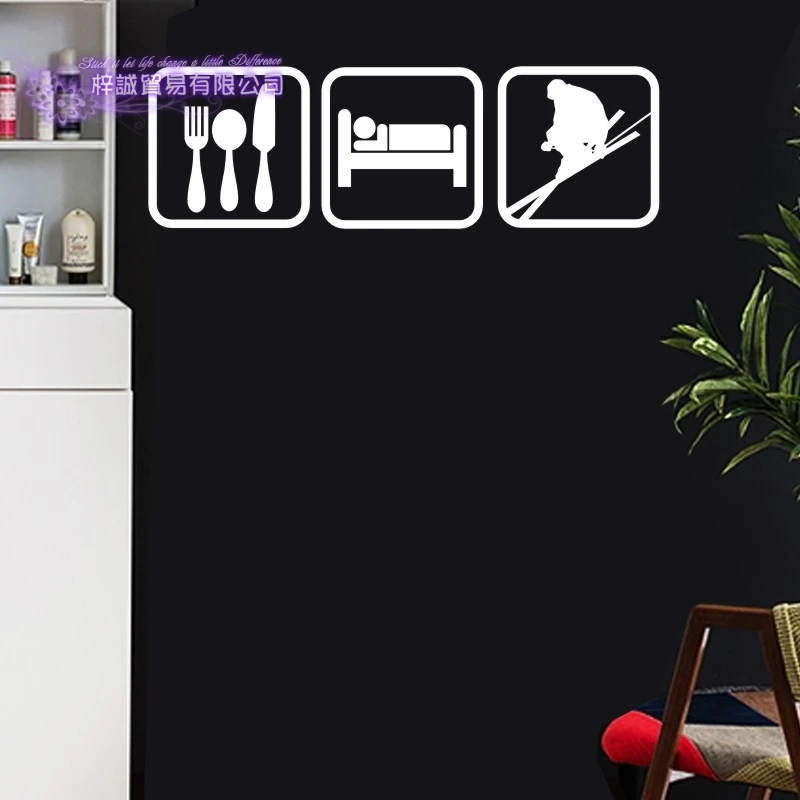 

Eat Sleep Ski Sticker Decal Skiing Ice Sports Posters Vinyl Pegatina Wall Decals Decor Mural Car Skiing Decal