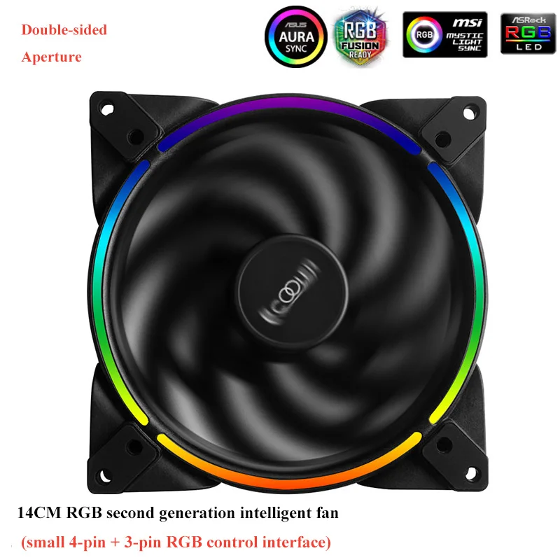 Pccooler 14 см RGB вентилятор для чехол компьютера, высокопроизводительный кулер вентилятор 12V4PIN/5V3PIN RGB PMW вентилятор Замена кулера для воды - Цвет лезвия: 5V3PIN RGB