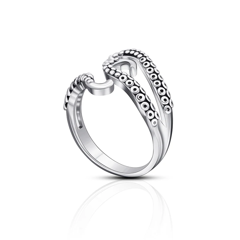 Кольцо с ангелом-Осьминогом Винтажное кольцо черным морем монстром настроения