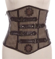 steampunk waist cincher brown pu leather copper underbust corset sp002cf rq bl