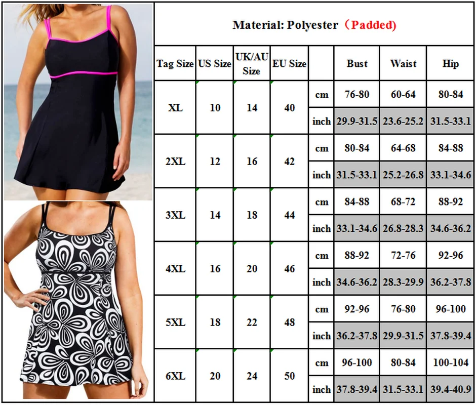 

Womens Plus Size Swim Dress Costume Swimsuit Skirted Swimwear Beachwear