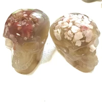 natural rock sakura agate crystal skulls for home decoration