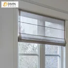 Современные римские шторы из хлопка и льна светло-серого цвета на заказ, оконные шторы с цепным механизмом