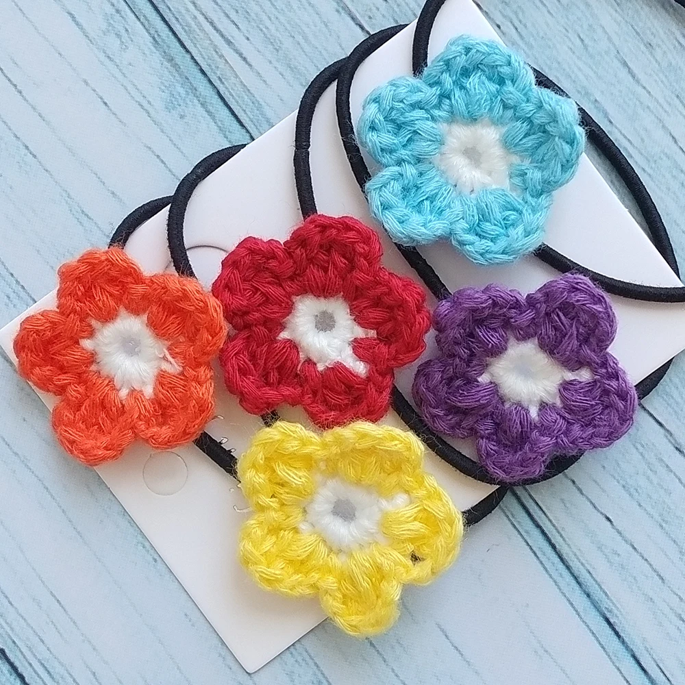 Купите 2 Скидки 30% 5 шт. Детские аксессуары для волос вязаные крючком яркие цвета
