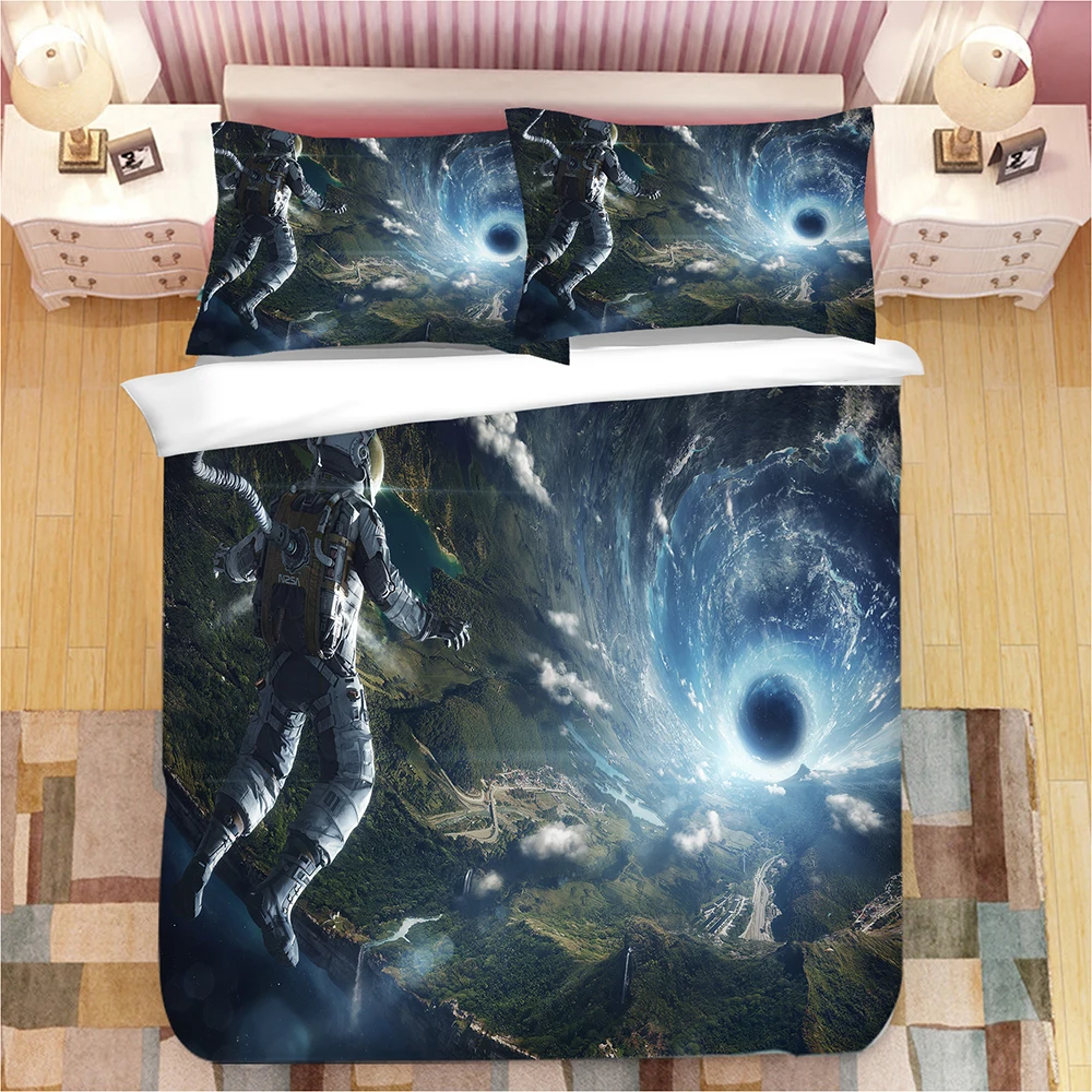 

Space Astronaut Print 3D Bedding Set Duvet Covers Pillowcases One Piece Comforter Bedding Sets Bedclothes Bed Linen