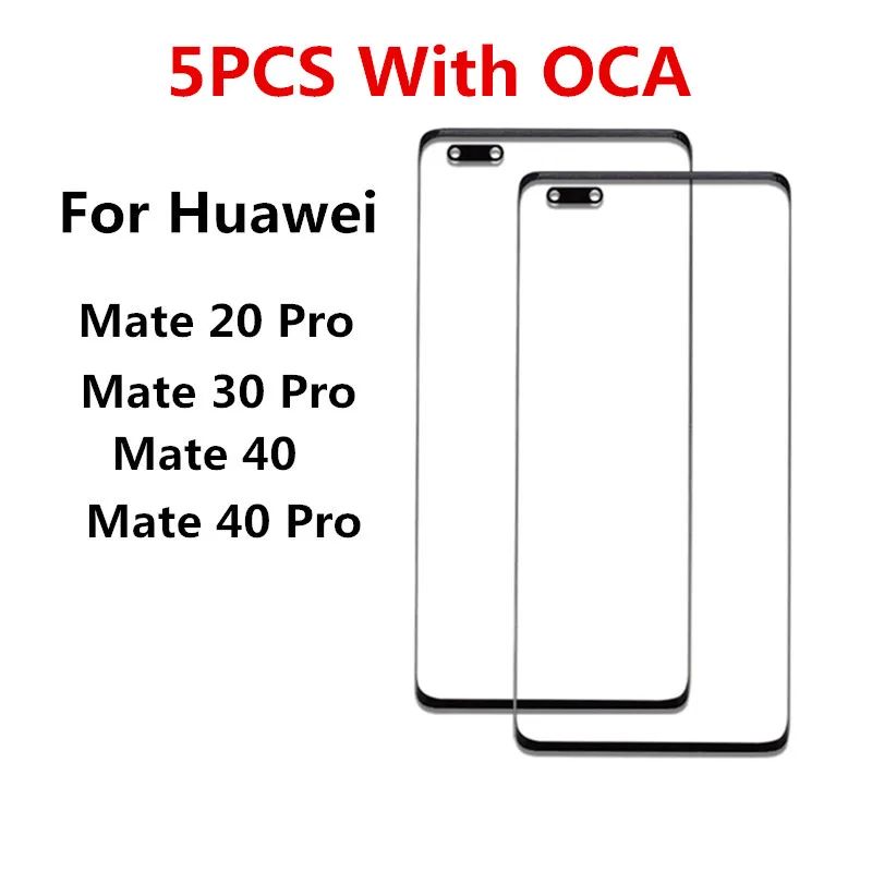 

Сенсорный экран для Huawei Mate 20/30/40 Pro, 5 шт., передняя панель, ЖК-дисплей, внешнее стекло, крышка объектива телефона, ремонт, сменные детали + OCA