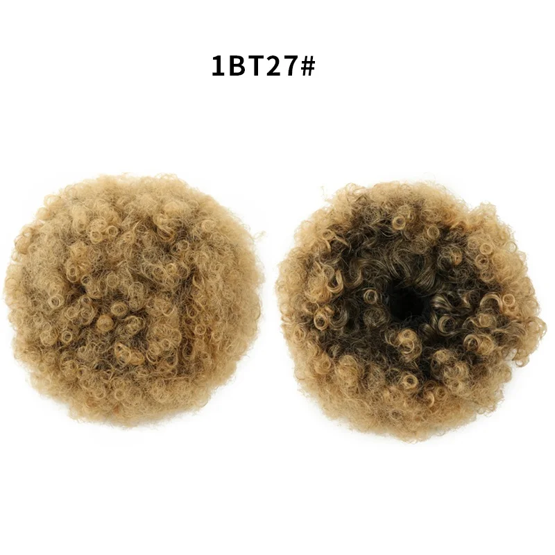 

Kinky Curly Afro High Puff Ponytail Extensions Drawstring Pony Tail Clips in Synthetic Hair Bun Chignon Hairpiece For Women 120g