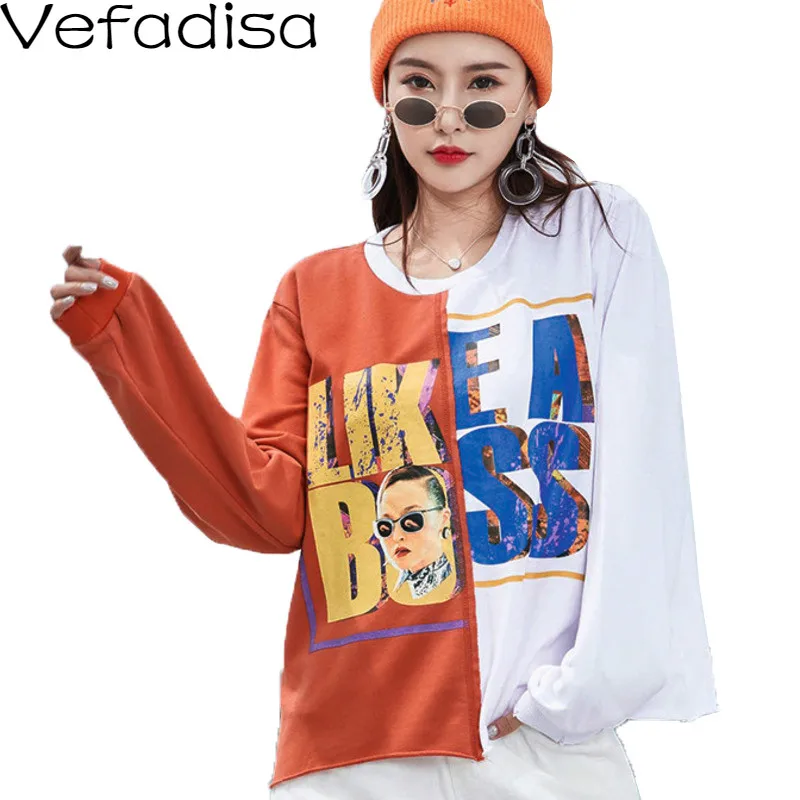 Женская толстовка Vefadisa Повседневная Свободная кофта с длинным рукавом пуловер