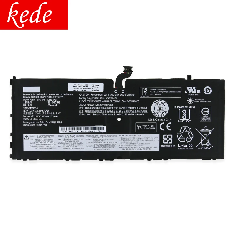 Kede Оригинальный аккумулятор для ноутбука Lenovo ThinkPad X1 Tablet GEN 3 L16L4P91 SB10K97599