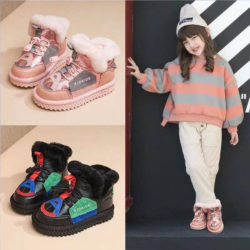 Новинка Теплая обувь средней длины для девочек Детские хлопковые зимние сапоги