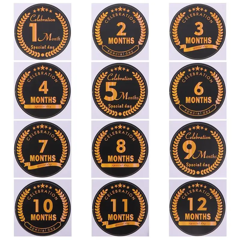 

1 Set Milestone Belly Decals 1 to 12 Months Special Day Baby Shower Stickers