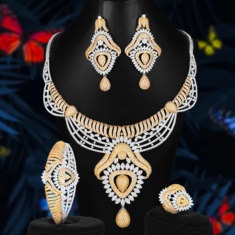 

Luxury Classic expensive Necklace Earrings Sets Bangle Ring Jewelry Set bridal jewelry sets For Women African wedding jewelry