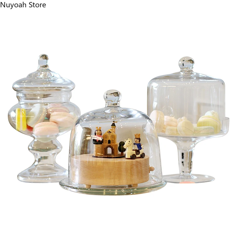 Transparente Glas Versiegelt Glas Süßigkeiten Kaffeebohne Lagerung Glas mit Deckel Kuchen Tablett Dessert Tisch Wohnzimmer Dekoration Display Tray