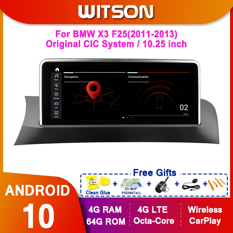 WITSON Android 10 0 8 core Автомобильный мультимедийный плеер для BMW X3 F25 2011 2012 2013